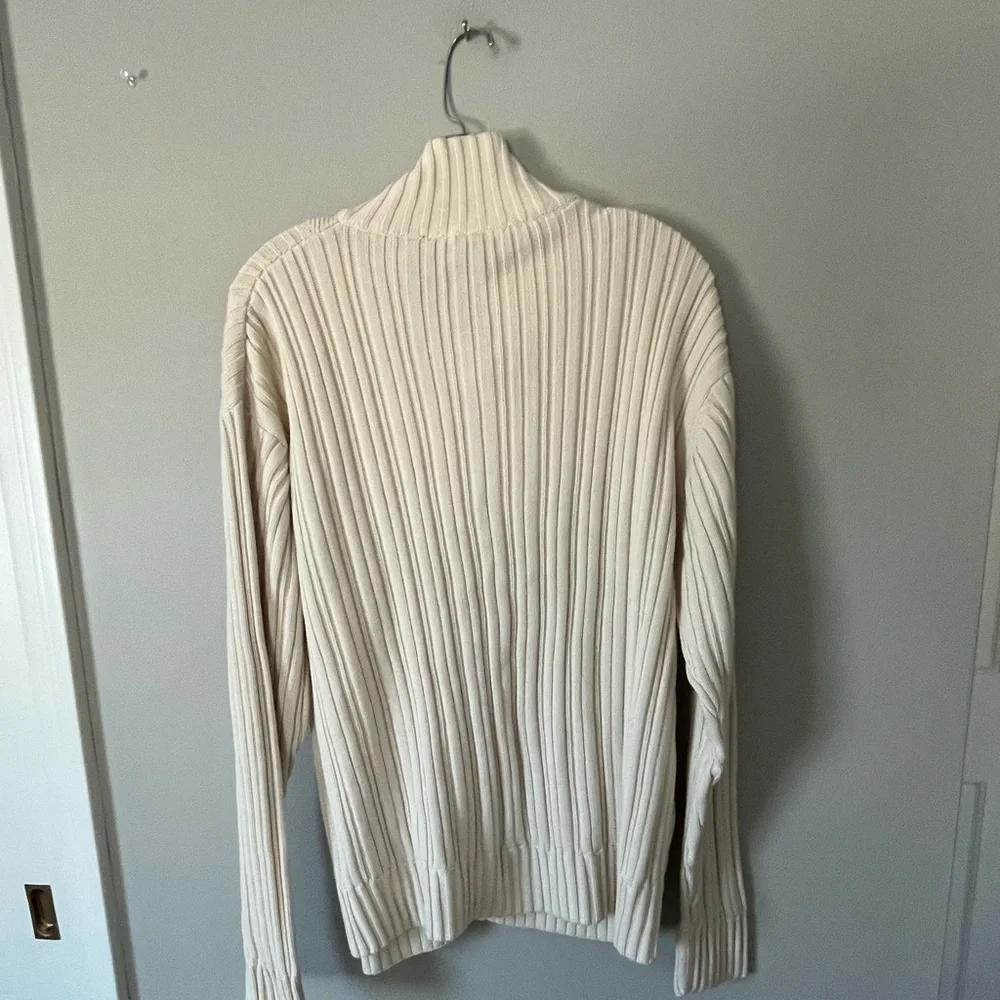 Perry Ellis America Mens 1/4 Zip Cable Knit Sweater Size 2XL Preppy Cream